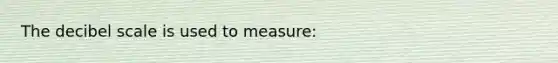 The decibel scale is used to measure: