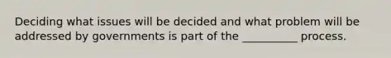 Deciding what issues will be decided and what problem will be addressed by governments is part of the __________ process.