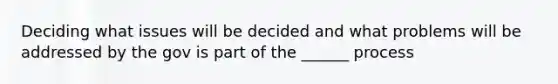 Deciding what issues will be decided and what problems will be addressed by the gov is part of the ______ process