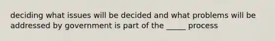 deciding what issues will be decided and what problems will be addressed by government is part of the _____ process