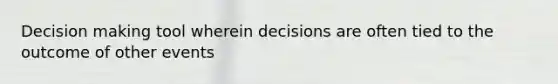 Decision making tool wherein decisions are often tied to the outcome of other events