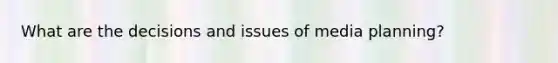 What are the decisions and issues of media planning?