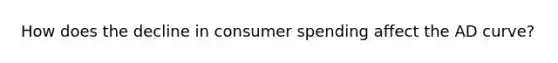 How does the decline in consumer spending affect the AD curve?