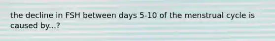 the decline in FSH between days 5-10 of the menstrual cycle is caused by...?