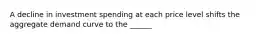 A decline in investment spending at each price level shifts the aggregate demand curve to the ______