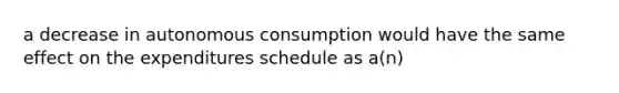 a decrease in autonomous consumption would have the same effect on the expenditures schedule as a(n)