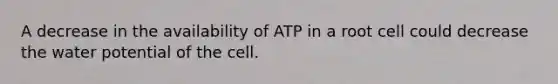 A decrease in the availability of ATP in a root cell could decrease the water potential of the cell.