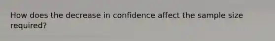 How does the decrease in confidence affect the sample size required?