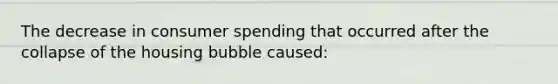 The decrease in consumer spending that occurred after the collapse of the housing bubble caused: