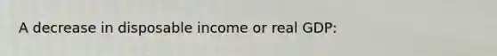 A decrease in disposable income or real GDP: