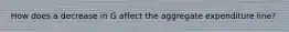How does a decrease in G affect the aggregate expenditure line?