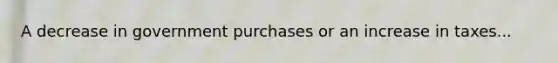 A decrease in government purchases or an increase in taxes...