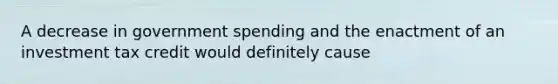 A decrease in government spending and the enactment of an investment tax credit would definitely cause