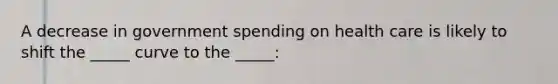 A decrease in government spending on health care is likely to shift the _____ curve to the _____: