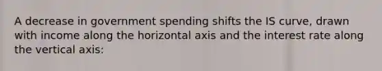 A decrease in government spending shifts the IS curve, drawn with income along the horizontal axis and the interest rate along the vertical axis:
