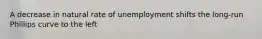 A decrease in natural rate of unemployment shifts the long-run Phillips curve to the left