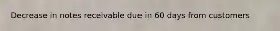 Decrease in notes receivable due in 60 days from customers