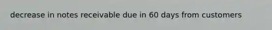 decrease in notes receivable due in 60 days from customers