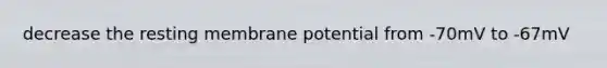 decrease the resting membrane potential from -70mV to -67mV