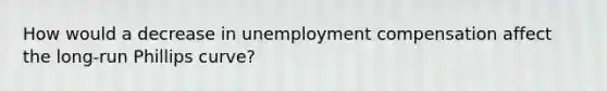 How would a decrease in unemployment compensation affect the long-run Phillips curve?