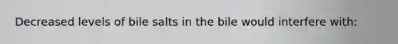 Decreased levels of bile salts in the bile would interfere with: