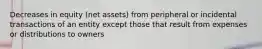 Decreases in equity (net assets) from peripheral or incidental transactions of an entity except those that result from expenses or distributions to owners