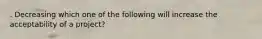 . Decreasing which one of the following will increase the acceptability of a project?