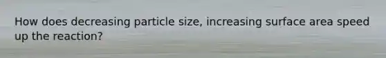 How does decreasing particle size, increasing surface area speed up the reaction?