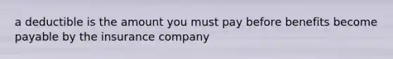 a deductible is the amount you must pay before benefits become payable by the insurance company