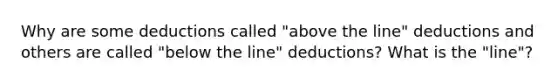 Why are some deductions called "above the line" deductions and others are called "below the line" deductions? What is the "line"?