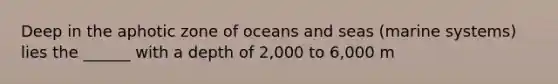 Deep in the aphotic zone of oceans and seas (marine systems) lies the ______ with a depth of 2,000 to 6,000 m