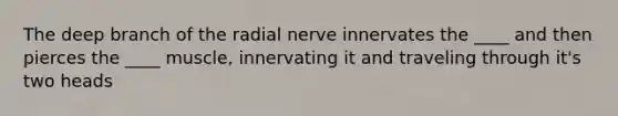 The deep branch of the radial nerve innervates the ____ and then pierces the ____ muscle, innervating it and traveling through it's two heads