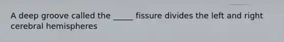 A deep groove called the _____ fissure divides the left and right cerebral hemispheres