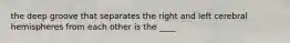 the deep groove that separates the right and left cerebral hemispheres from each other is the ____