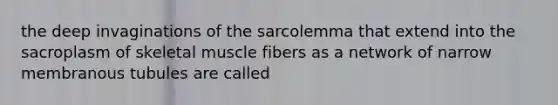 the deep invaginations of the sarcolemma that extend into the sacroplasm of skeletal muscle fibers as a network of narrow membranous tubules are called