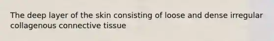 The deep layer of the skin consisting of loose and dense irregular collagenous connective tissue