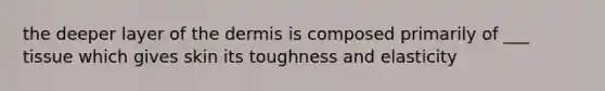 the deeper layer of the dermis is composed primarily of ___ tissue which gives skin its toughness and elasticity