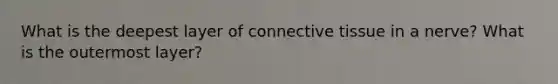 What is the deepest layer of <a href='https://www.questionai.com/knowledge/kYDr0DHyc8-connective-tissue' class='anchor-knowledge'>connective tissue</a> in a nerve? What is the outermost layer?