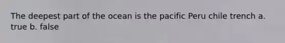 The deepest part of the ocean is the pacific Peru chile trench a. true b. false