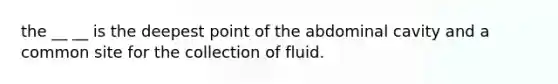 the __ __ is the deepest point of the abdominal cavity and a common site for the collection of fluid.