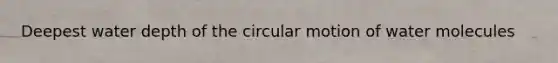 Deepest water depth of the circular motion of water molecules