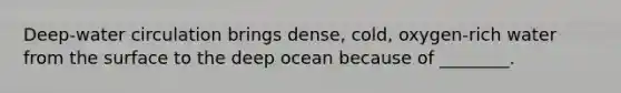 Deep-water circulation brings dense, cold, oxygen-rich water from the surface to the deep ocean because of ________.