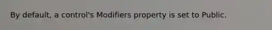 By default, a control's Modifiers property is set to Public.