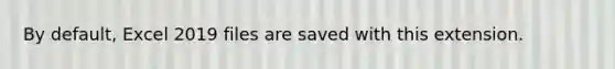 By default, Excel 2019 files are saved with this extension.