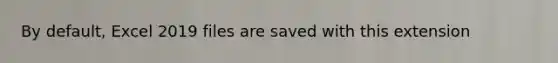 By default, Excel 2019 files are saved with this extension