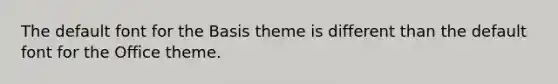 The default font for the Basis theme is different than the default font for the Office theme.