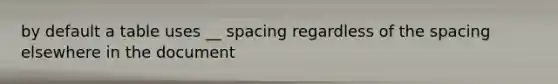 by default a table uses __ spacing regardless of the spacing elsewhere in the document