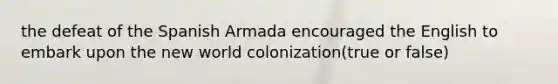 the defeat of the Spanish Armada encouraged the English to embark upon the new world colonization(true or false)