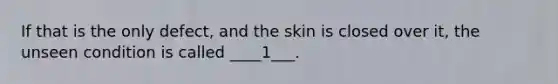 If that is the only defect, and the skin is closed over it, the unseen condition is called ____1___.