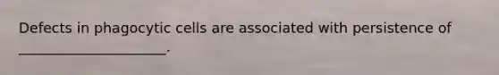 Defects in phagocytic cells are associated with persistence of _____________________.